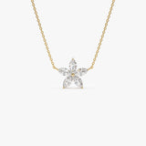 1.05 ctw 14K Marquise Shaped Flower Design Lab Grown Diamond Necklace - Vera 14K Gold Ferkos Fine Jewelry