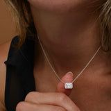 0.90 ctw 14K Halo Setting Emerald Cut Lab Grown Diamond Necklace - Taylor Ferkos Fine Jewelry