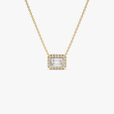 0.90 ctw 14K Halo Setting Emerald Cut Lab Grown Diamond Necklace - Taylor 14K Gold Ferkos Fine Jewelry