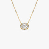 0.90 ctw 14K Halo Setting Oval Cut Lab Grown Diamond Necklace - Amy 14K Gold Ferkos Fine Jewelry