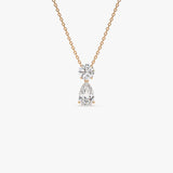 1.25 ctw 14K Basket Setting Pear Shape & Round Cut Lab Grown Diamond Necklace - Lila Ferkos Fine Jewelry