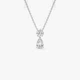 1.25 ctw 14K Basket Setting Pear Shape & Round Cut Lab Grown Diamond Necklace - Lila 14K White Gold Ferkos Fine Jewelry
