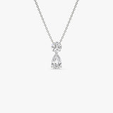 1.25 ctw 14K Basket Setting Pear Shape & Round Cut Lab Grown Diamond Necklace - Lila 14K White Gold Ferkos Fine Jewelry