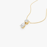 1.25 ctw 14K Basket Setting Pear Shape & Round Cut Lab Grown Diamond Necklace - Lila Ferkos Fine Jewelry