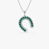 14k Emerald and Diamond Horseshoe Pendant 14K White Gold Ferkos Fine Jewelry