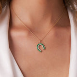 14k Emerald and Diamond Horseshoe Pendant Ferkos Fine Jewelry