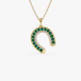 14k Emerald and Diamond Horseshoe Pendant 14K Gold Ferkos Fine Jewelry