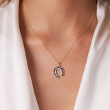 14k Sapphire and Diamond Horseshoe Pendant  Ferkos Fine Jewelry