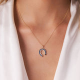 14k Sapphire and Diamond Horseshoe Pendant Ferkos Fine Jewelry