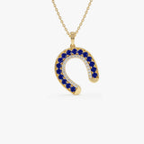 14k Sapphire and Diamond Horseshoe Pendant 14K Gold Ferkos Fine Jewelry