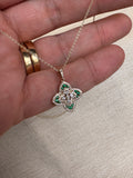 14k Gold Diamond and Emerald Flower Charm