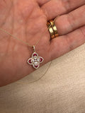 14k Gold Diamond and Ruby Flower Charm