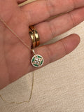 14k Gold Emerald and Diamond Floral Design Necklace