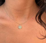 14k Gold Emerald and Diamond Floral Design Necklace