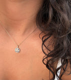 14k Gold Sapphire and Diamond Floral Design Necklace