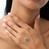 14k 1.55 - 2.20 Ctw Oval Shaped Bezel Setting Emerald Necklace Ferkos Fine Jewelry