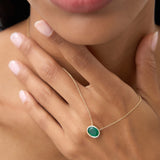 14k 1.55 - 2.20 Ctw Oval Shaped Bezel Setting Emerald Necklace  Ferkos Fine Jewelry