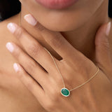 14k 1.55 - 2.20 Ctw Oval Shaped Bezel Setting Emerald Necklace Ferkos Fine Jewelry