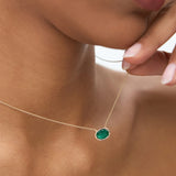 14k 1.55 - 2.20 Ctw Oval Shaped Bezel Setting Emerald Necklace Ferkos Fine Jewelry