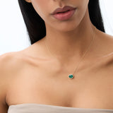 14k 1.55 - 2.20 Ctw Oval Shaped Bezel Setting Emerald Necklace Ferkos Fine Jewelry