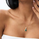 14k 2.00 Ctw Pear Shape Emerald and Diamond Halo Setting Necklace  Ferkos Fine Jewelry