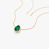 14k 1.50-2.50 ctw Pear Shape Bezel Setting Emerald Necklace  Ferkos Fine Jewelry