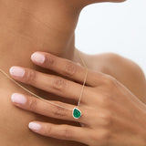 14k 1.50-2.50 ctw Pear Shape Bezel Setting Emerald Necklace Ferkos Fine Jewelry