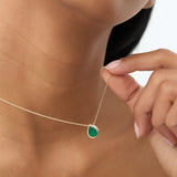 14k 1.50-2.50 ctw Pear Shape Bezel Setting Emerald Necklace  Ferkos Fine Jewelry