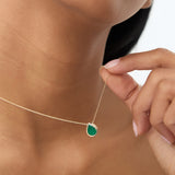 14k 1.50-2.50 ctw Pear Shape Bezel Setting Emerald Necklace Ferkos Fine Jewelry