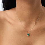 14k 1.50-2.50 ctw Pear Shape Bezel Setting Emerald Necklace Ferkos Fine Jewelry