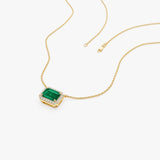 14k 1.00 Ctw Octagon Emerald in Diamond Halo Setting Ferkos Fine Jewelry