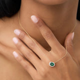 14k Oval Shape Emerald in Diamond Halo Setting  Ferkos Fine Jewelry