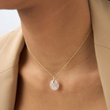 14k Unique Baguette and Round Diamond Disc Necklace Ferkos Fine Jewelry