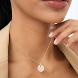 14k Unique Baguette and Round Diamond Disc Necklace Ferkos Fine Jewelry