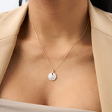 14k Unique Baguette and Round Diamond Disc Necklace Ferkos Fine Jewelry