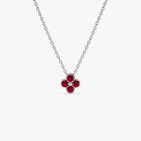 14k Ruby Clover Beaded Necklace 14k White Gold Ferkos Fine Jewelry