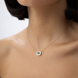 14k Baguette Halo Emerald Necklace Ferkos Fine Jewelry