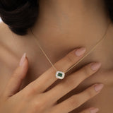 14k Baguette Halo Emerald Necklace Ferkos Fine Jewelry
