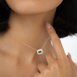 14k Baguette Halo Emerald Necklace Ferkos Fine Jewelry