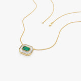 14k Baguette Halo Emerald Necklace Ferkos Fine Jewelry