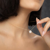 14k Baguette and Round Diamond Flower Necklace Ferkos Fine Jewelry