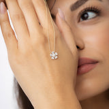 14k Baguette and Round Diamond Flower Necklace Ferkos Fine Jewelry