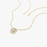 14k Baguette and Round Diamond Flower Necklace Ferkos Fine Jewelry