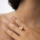 1.55 ctw 14k Pear Shaped and Round Lab Grown Diamond Neklace - Maria Ferkos Fine Jewelry