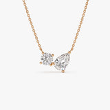 1.55 ctw 14k Pear Shaped and Round Lab Grown Diamond Neklace - Maria Ferkos Fine Jewelry
