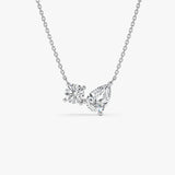 1.55 ctw 14k Pear Shaped and Round Lab Grown Diamond Neklace - Maria 14k White Gold Ferkos Fine Jewelry