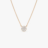 14k Cluster Flower Diamond Necklace 14k Rose Gold Ferkos Fine Jewelry