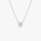 14k Cluster Flower Diamond Necklace 14k White Gold Ferkos Fine Jewelry
