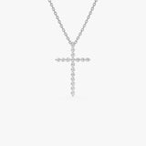 14k Single Shared Prong Diamond Cross 14k White Gold Ferkos Fine Jewelry