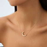 14k Large Diamond Crescent Moon Necklace Ferkos Fine Jewelry